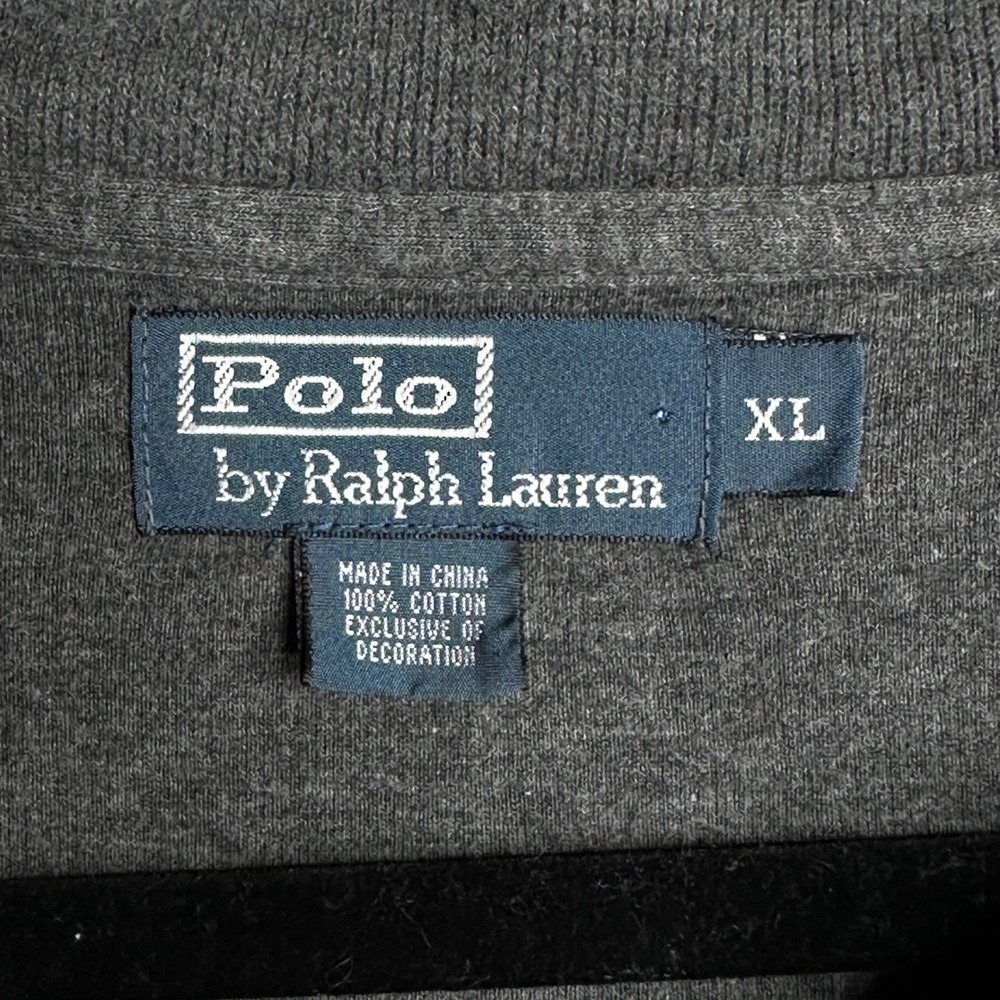 Polo Ralph Lauren Pullover Mens XL Gray Quarter Zip Cotton Pony Logo Sweater - Picture 2 of 7